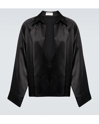 Saint Laurent - Silk Crepe Satin Shirt - Lyst