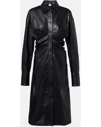 TOTEME - Ruched Leather Shirt Dress - Lyst