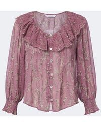 Veronica Beard - Hewitts Ruffled Floral Georgette Blouse - Lyst
