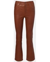 FRAME - Reboot Crop Leather Bootcut Pants - Lyst