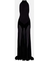 McQueen - Robe Aus Seiden-Georgette Mit Samt - Lyst