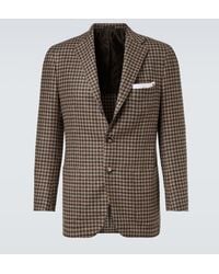 Kiton - Checked Wool, Silk, And Linen Blazer - Lyst