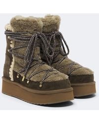 Mou - Ankle Boots Aus Shearling Und Veloursleder - Lyst