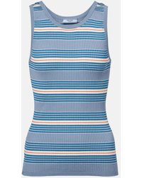 Prada - Striped Sleeveless Stretch-Cotton Knit Top - Lyst