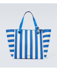 JW Anderson - Striped Leather-trimmed Canvas Tote Bag - Lyst