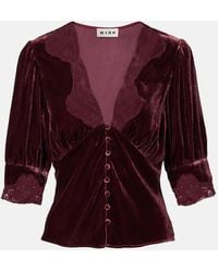 RIXO London - Top Amanda Aus Samt Mit Spitze - Lyst