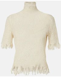 McQueen - Top De Encaje De Algodon Y Seda Desgastado - Lyst
