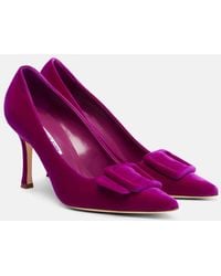 Manolo Blahnik - Maysale 90 Velvet Pumps - Lyst