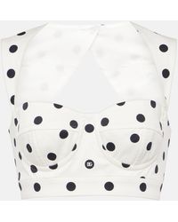 Dolce & Gabbana - Polka-dot Cotton-blend Drill Crop Top - Lyst
