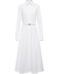 Valentino Vlogo Cotton Poplin Shirt Dress - White