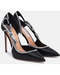 Aquazzura - Soave Crystal 105 Embellished Satin Pumps - Lyst