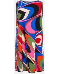 Emilio Pucci - Vestido Corto Onde De Mezcla De Algodon - Lyst