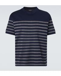 Giorgio Armani - Striped Cotton-Blend T-Shirt - Lyst