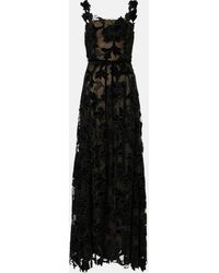 Oscar de la Renta - Guipure Lace-Trimmed Velvet Gown - Lyst