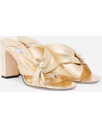 Jimmy Choo - Rafi Embellished Metallic Leather Mules - Lyst