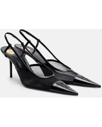 Saint Laurent - Renee Mesh And Leather Slingback Pumps - Lyst