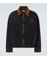 Miu Miu - Corduroy-Trimmed Denim Blouson Jacket - Lyst