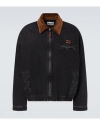 Miu Miu - Corduroy-Trimmed Denim Blouson Jacket - Lyst