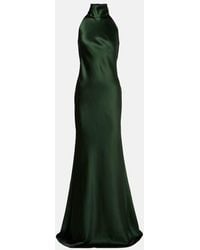 Ralph Lauren - Chilton Halterneck Open-Back Satin Gown - Lyst