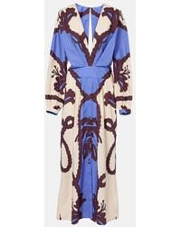 Johanna Ortiz - Vestido Midi Latitud Marina De Algodon - Lyst