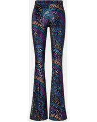 Etro - Printed High-Rise Velvet Flared Pants - Lyst