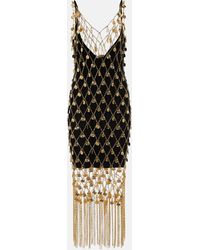 Rabanne - Embellished Brass Chain Midi Dress - Lyst