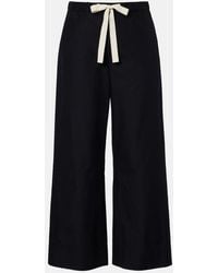 Max Mara - Argento Cotton Cropped Wide-Leg Pants - Lyst