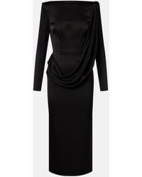 Alex Perry - Asymmetric Draped Midi Dress - Lyst