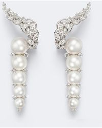 YEPREM - Pearlescent 18Kt Drop Earrings With Diamonds And Pearls - Lyst