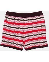 The Attico - Striped Crochet Cotton Shorts - Lyst