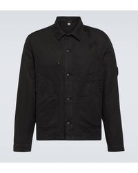 C.P. Company - Single-breasted Cotton And Linen Overshirt - Lyst