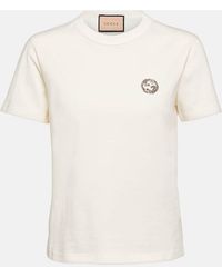 Gucci - T-Shirt Aus Baumwolljersey Mit GG - Lyst