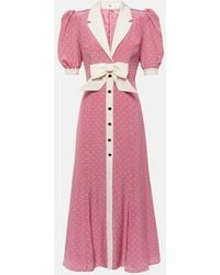 Alessandra Rich - Bow-Detail Polka-Dot Silk Maxi Dress - Lyst