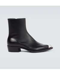 Alexander McQueen - Punk Leather Ankle Boots - Lyst