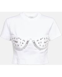 Area - T-shirt blanc à ornements en verre taillé - Lyst