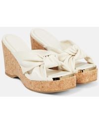 Jimmy Choo - Avenue Leather Wedge Sandals - Lyst