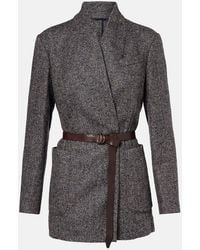 Brunello Cucinelli - Herringbone Monili Wool-Blend Tweed Blazer - Lyst