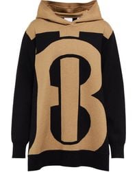 Burberry Tb Cashmere And Cotton-blend Hoodie - Black