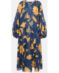 Lee Mathews - Malorie Floral Ramie Midi Dress - Lyst
