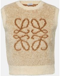 Loewe - Anagram-intarsia Cropped Cotton-blend Top - Lyst