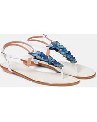 Aquazzura - Papillon Leather-Trimmed Canvas Sandals - Lyst