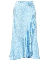 Ganni - Stretch-Silk Satin Midi Skirt - Lyst