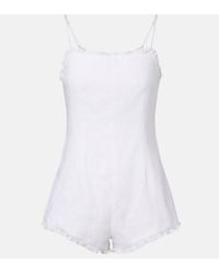 Posse - Florence Ruffled Linen Romper - Lyst
