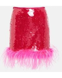 GIUSEPPE DI MORABITO - Sequined Feather-Trimmed Miniskirt - Lyst