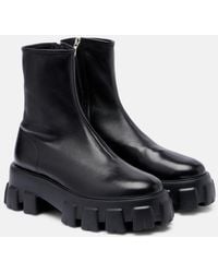 Prada - Ankle Boots Monolith Aus Leder - Lyst