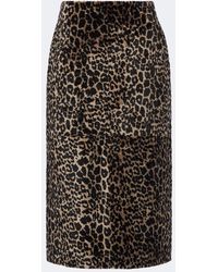 Nour Hammour - Alana Leopard-Print Shearling Pencil Skirt - Lyst
