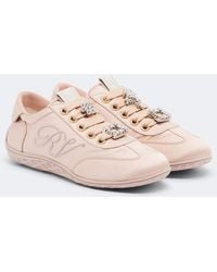 Roger Vivier - Viv Low Leather-Trimmed Satin Sneakers - Lyst