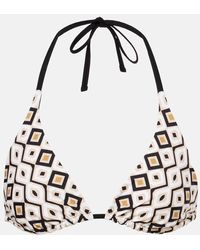 Max Mara Amedea Printed Bikini Top in Black | Lyst