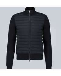 Moncler Tricot Cardigan With Down-filled Front - Blue