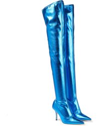 Paris Texas Mama Holographic Over-the-knee Boots - Blue